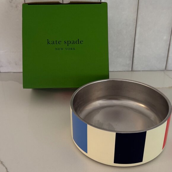 Kate Spade New York Non-Skid Stainless Steel Dog Bowl, Adventure Stripe, Small - Picture 3 of 6